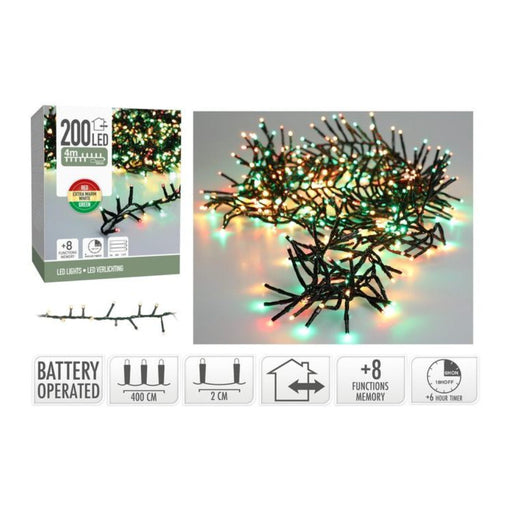 Ronis Snake Lights 200Led Christmas Ip44 Battery Operated 4M