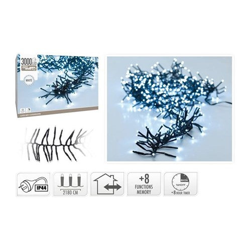 21.8 m cool white cluster lights, 3000 LEDs, IP44
