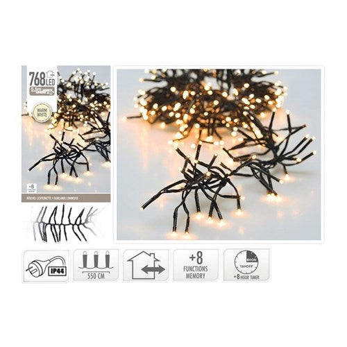 5.6 m warm white cluster lights, 768 LEDs, IP44