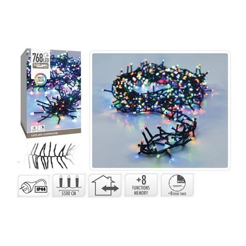 5.6 m multicolor cluster lights, 768 LEDs, IP44