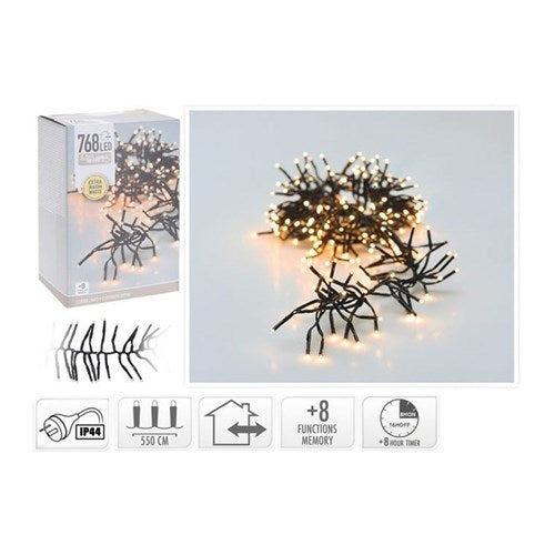5.6 m extra warm white cluster lights, 768 LEDs, IP44