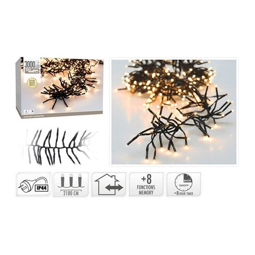 21.8 m extra warm white cluster lights, 3000 LEDs, IP44