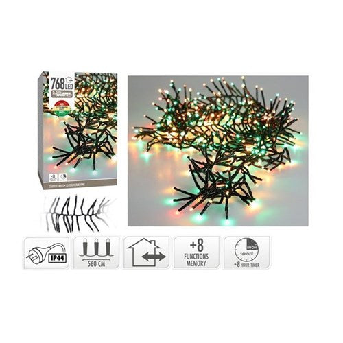 5.6 m Christmas color cluster lights, 768 LEDs, IP44