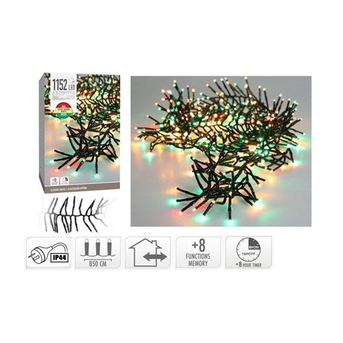 8.4 m IP44 Christmas color cluster lights, 1152 LEDs