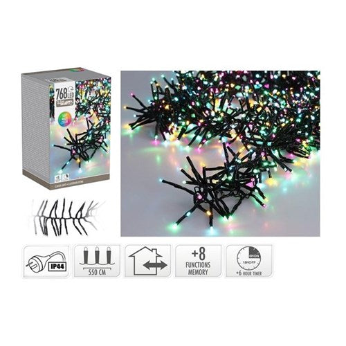 5.6 m macaron pastel cluster lights, 768 LEDs, IP44