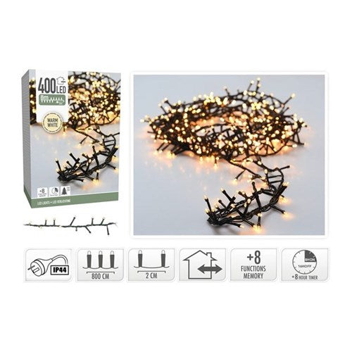 8 m warm white micro cluster string, 400 LEDs, IP44