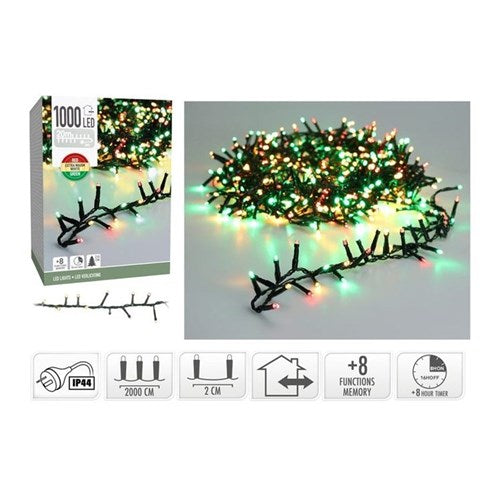 20 m IP44 snake lights, 1000 LEDs in Christmas colors