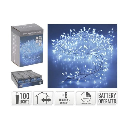 1 m IP44 white 100 LED silver wire lights