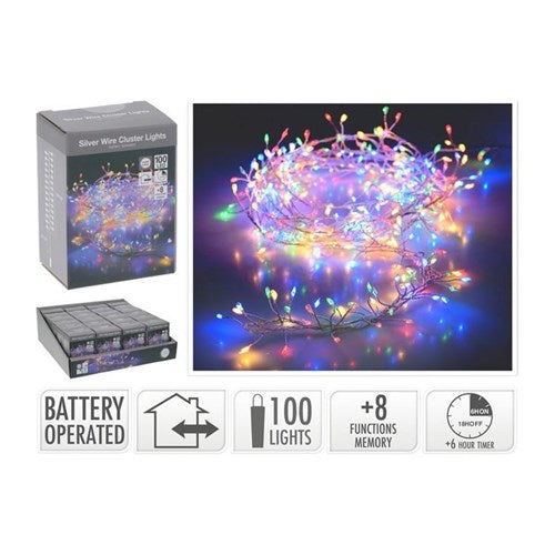 1 m IP44 multicolor 100 LED silver wire