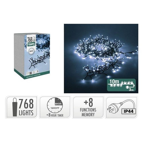 768 LED white TreeCluster Christmas lights 10m with timer