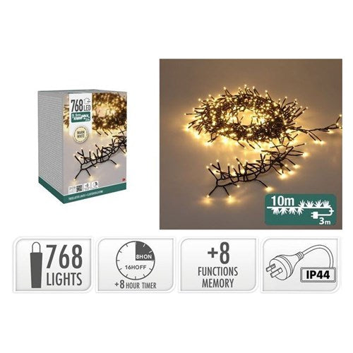 768 LED warm white TreeCluster Christmas lights 10m