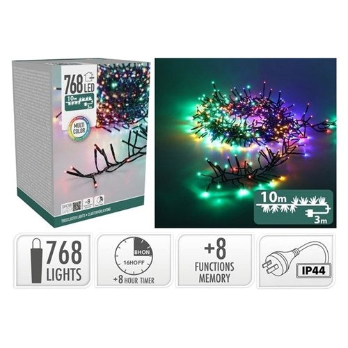 768 LED multicolour TreeCluster Christmas lights 10m
