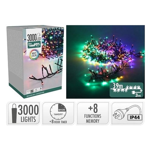 3000 LED multicolour TreeCluster Christmas lights 39m