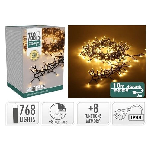 768 LED extra warm TreeCluster Christmas lights 10m