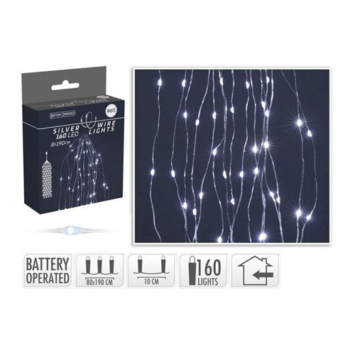 Curtain lights 8 x 1.9 m, 160 white LEDs, IP44