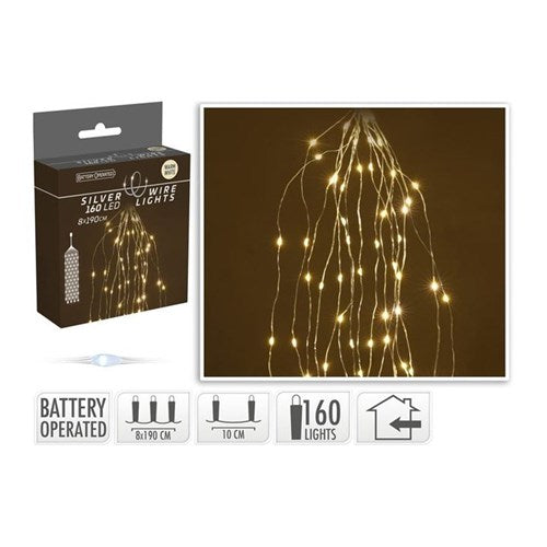 Warm white curtain lights 8 x 1.9 m, IP44