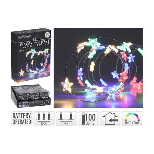 2 m silver wire with 40 multicolor star LEDs