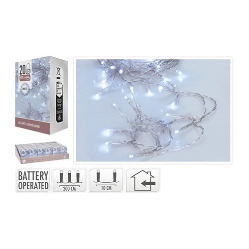 2 m battery white 20 LED micro fairy lights