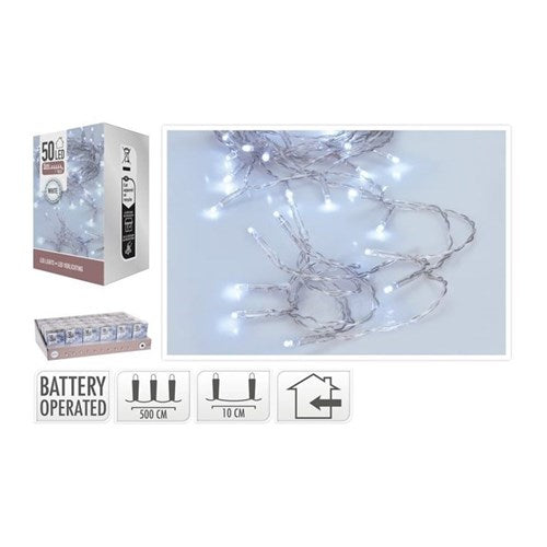 5 m battery white 50 LED string lights