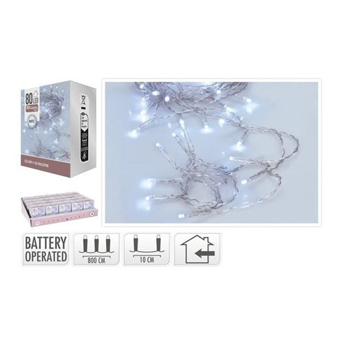 8 m battery white 80 LED fairy lights