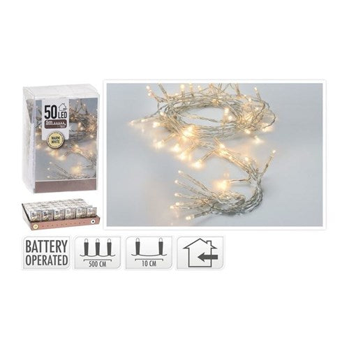 5 m warm white 50 LED battery lights