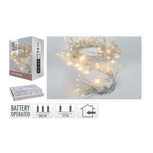 8 m warm white 80 LED battery lights