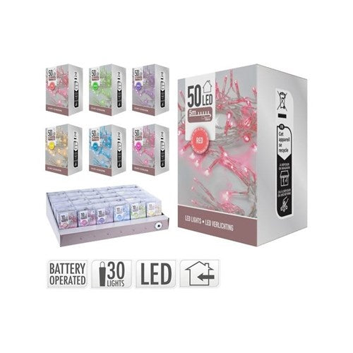 5 m solid color battery LED lights, 6 color options