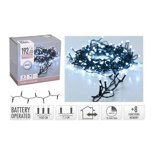 14.4 m IP44 white 192 LED battery lights