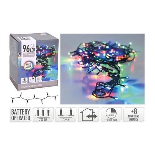 7.2 m IP44 multicolor 96 LED battery lights