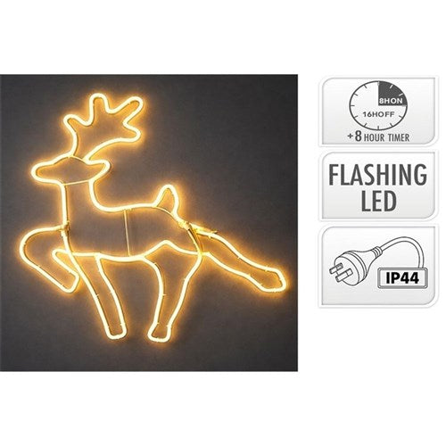 Reindeer neon Christmas light with movement timer IP44 54 x 59cm