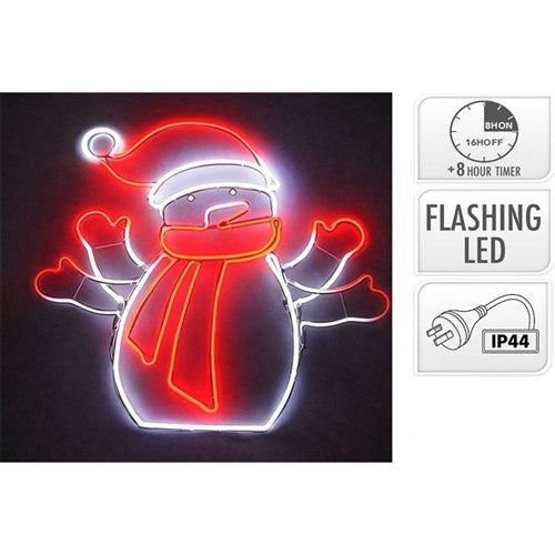 waving snowman neon Christmas light 68 x 61cm timer IP44