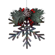 Acrylic Snowflake W/Gingham Ribbon 15cm – thumbnail
