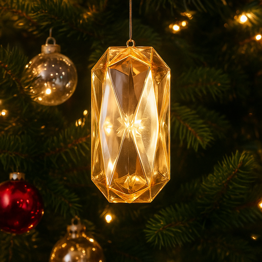Acrylic jewel tree ornament 11x8x22cm in gold, featuring a sparkling design that enhances Christmas tree décor with elegance.
