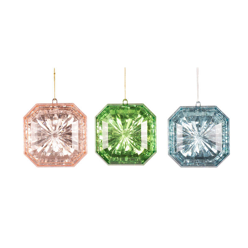 Acrylic jewel Christmas tree ornament 12x5x13cm assorted sparkling festive decoration