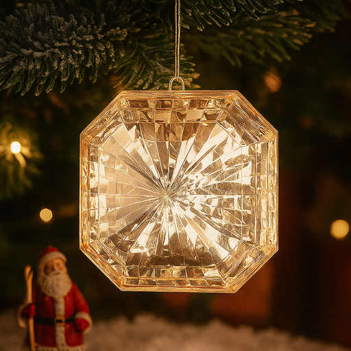 Acrylic jewel tree ornament 12x5x13cm in gold, featuring a sparkling design that adds elegance to Christmas tree décor.
