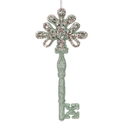 Acrylic Key Tree Ornament 15.5cm Mint with Champagne Glitter Christmas Decoration