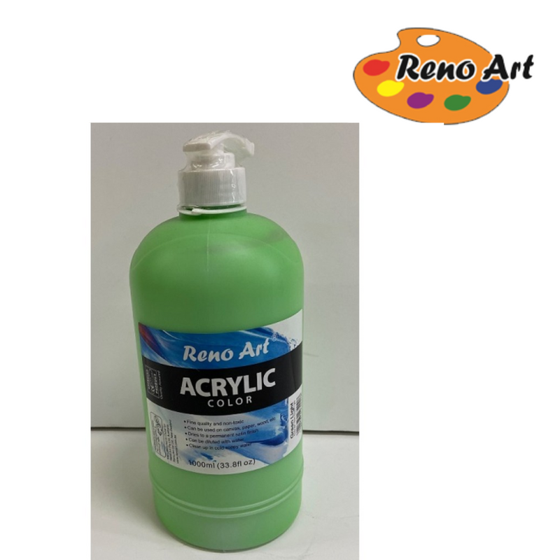Acrylic Paint 1000ml Green Light bottle for classroom art, murals and large canvas projects