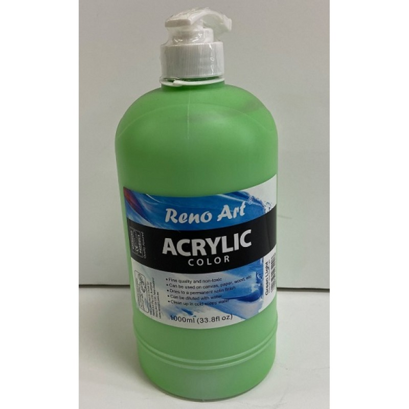 Acrylic Paint 1000ml Green Light bottle for classroom art, murals and large canvas projects