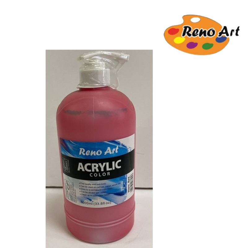 Acrylic Paint 1000ml Warm Red bottle for classroom art, murals, posters and large canvas projects