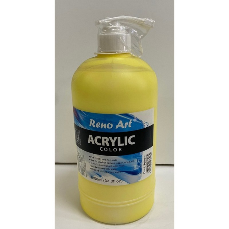Acrylic Paint 1000ml Cool Yellow bottle for classroom art, murals, posters and large canvas projects