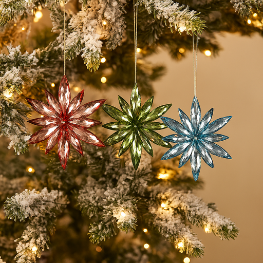 Acrylic snowflake tree ornament 10.3x11.2cm assorted designs Christmas decoration