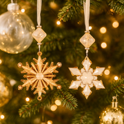 Champagne acrylic snowflake Christmas tree ornament, 11cm, assorted designs.