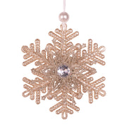 Acrylic snowflake tree ornament 12cm in champagne finish, bringing shimmer and festive charm to Christmas tree decorations.