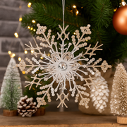 Acrylic Snowflake Tree Ornament 12cm for elegant winter and Christmas décor