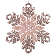 Acrylic Snowflake Tree Ornament 13.5cm Pink and Champagne Glitter Christmas Decoration