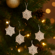 6-pack of clear acrylic snowflake decorations – assorted winter ornament designs