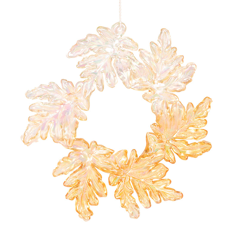 Champagne iridescent acrylic wreath Christmas ornament 12.6cm for elegant holiday décor