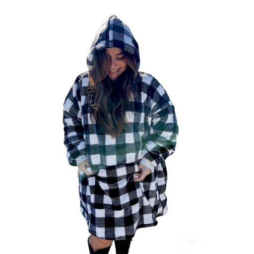 Adult sherpa hoodie for cosy winter warmth and lounging