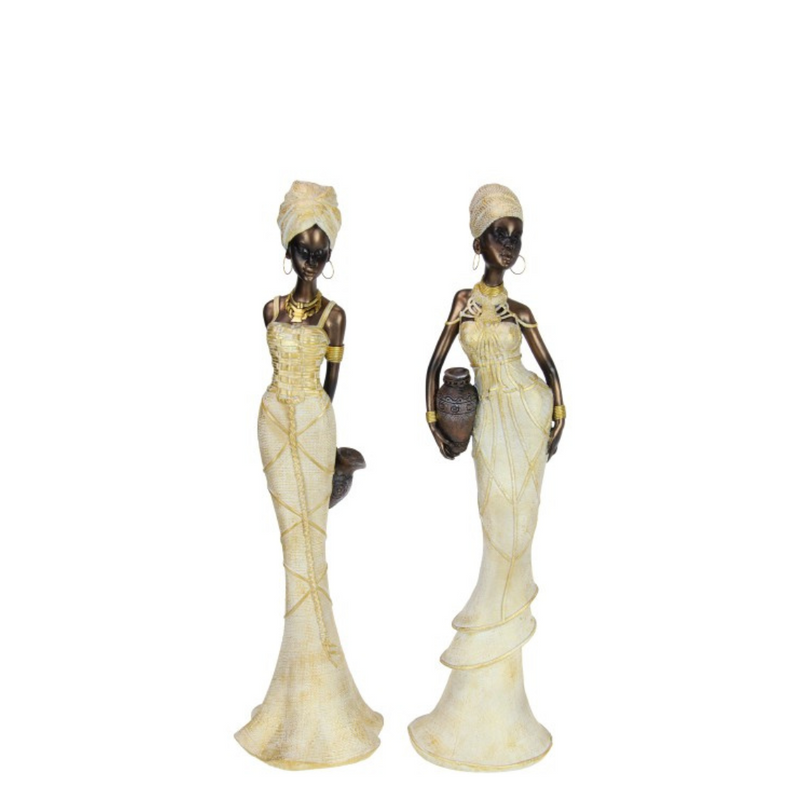 Ronis African Lady In Gold Holding Jug 46cm Assorted