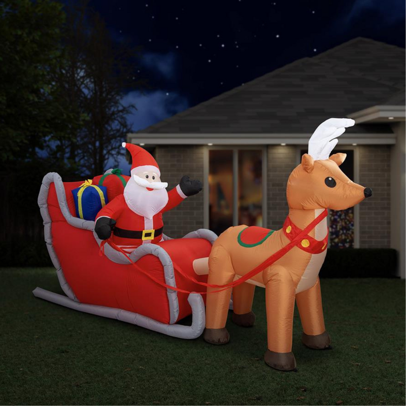 Airpower Jumbo Santa Sleigh Reindeer 3m